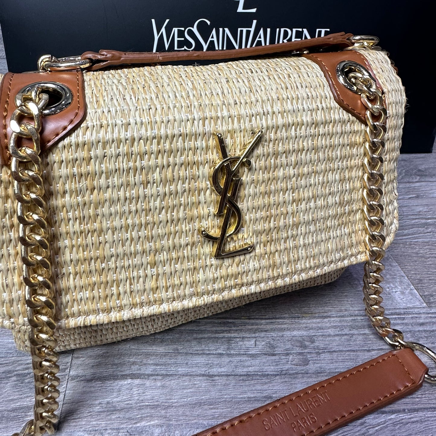 YSL Raffia Straw Beige 2 Black 2025 bags women’s