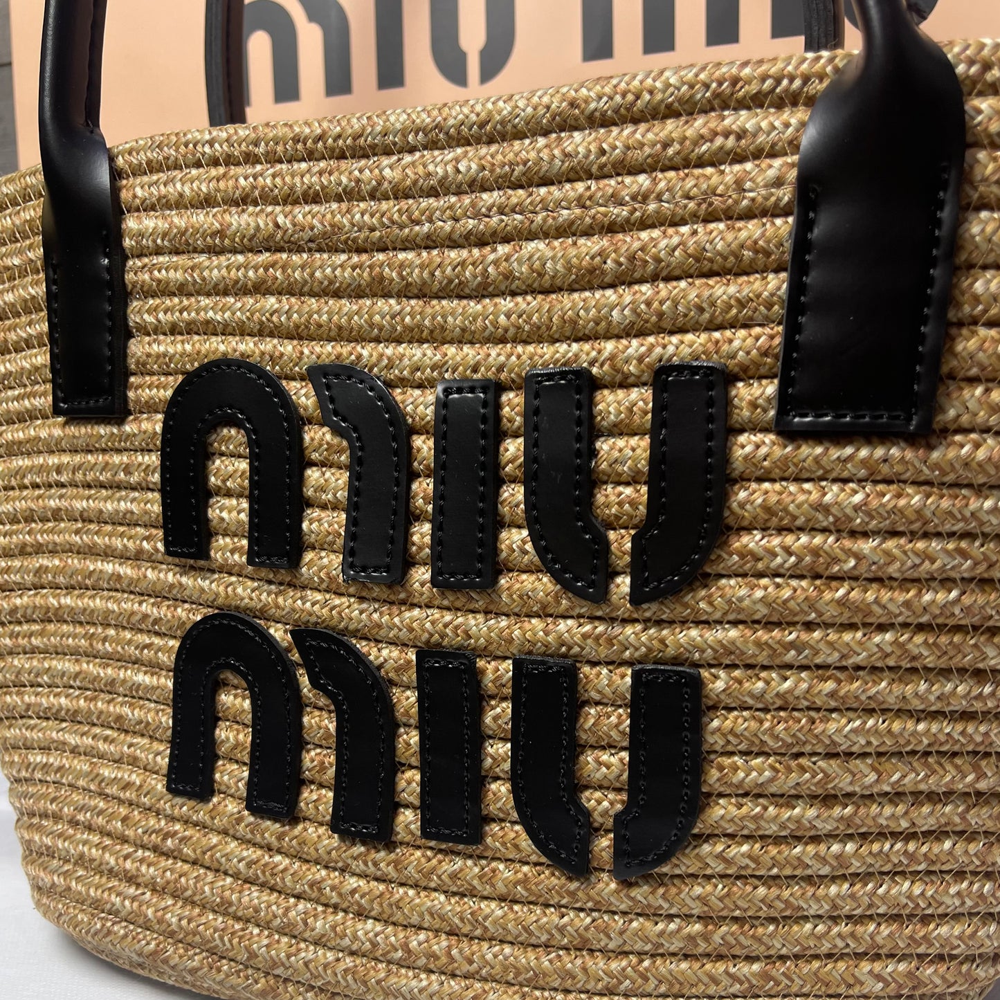 Miu Miu Woven Straw Black 2025