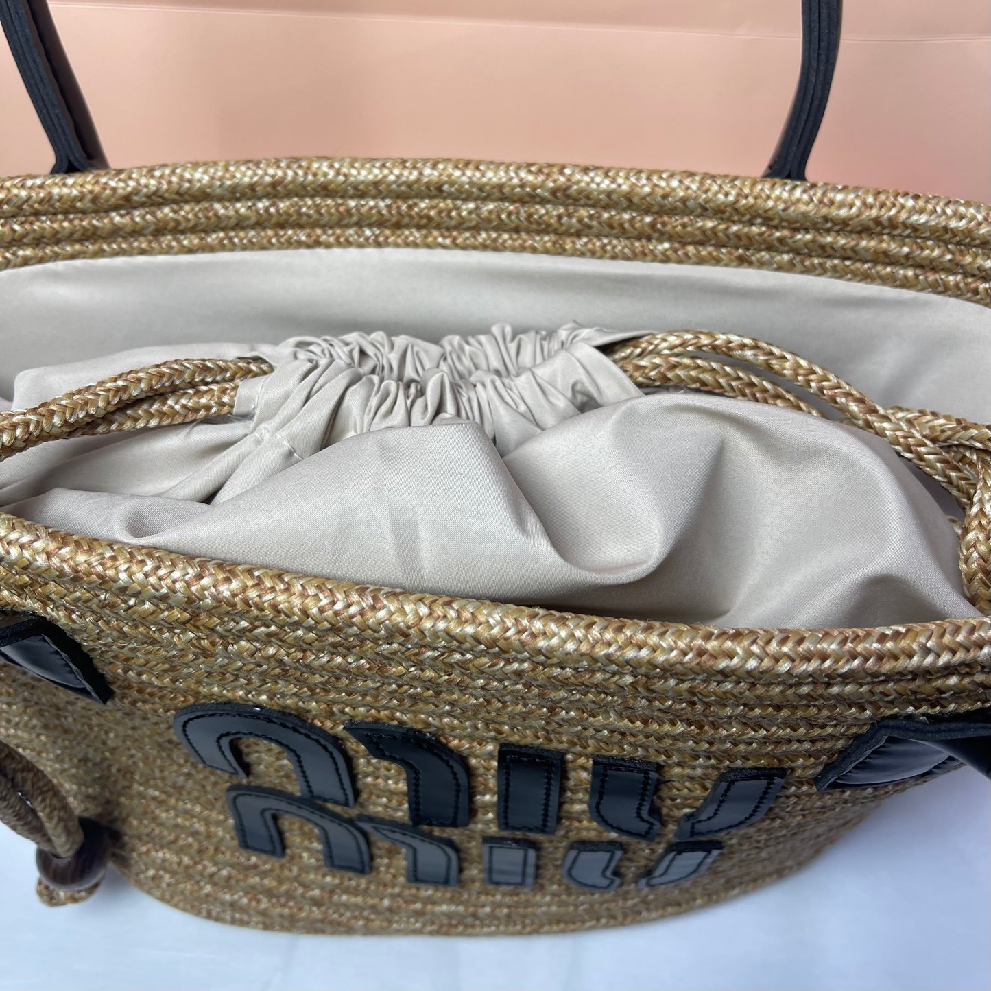 Miu Miu Woven Straw Black 2025