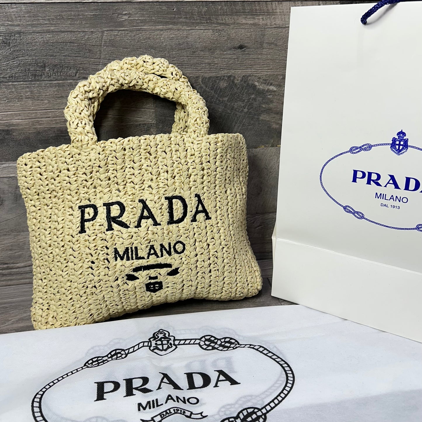 Prada Milano Canvas Tote Beige Small 2025
