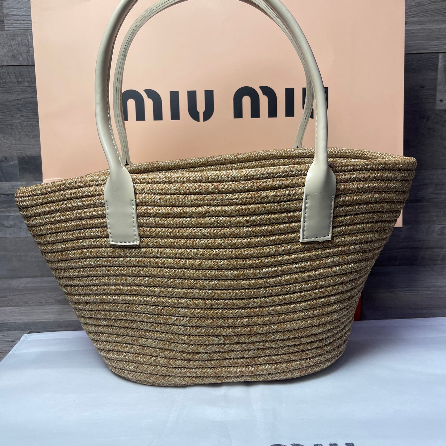 Miu Miu Woven Straw Beige 2025