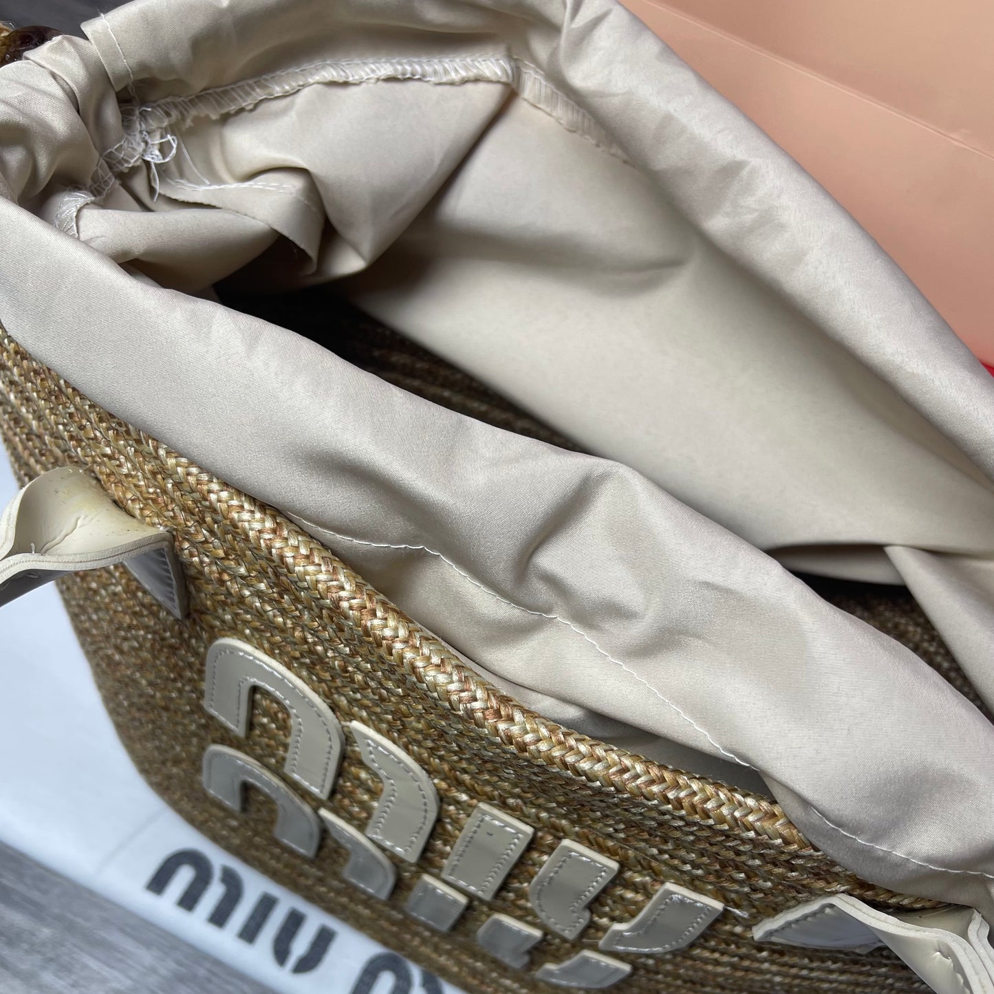 Miu Miu Woven Straw Beige 2025