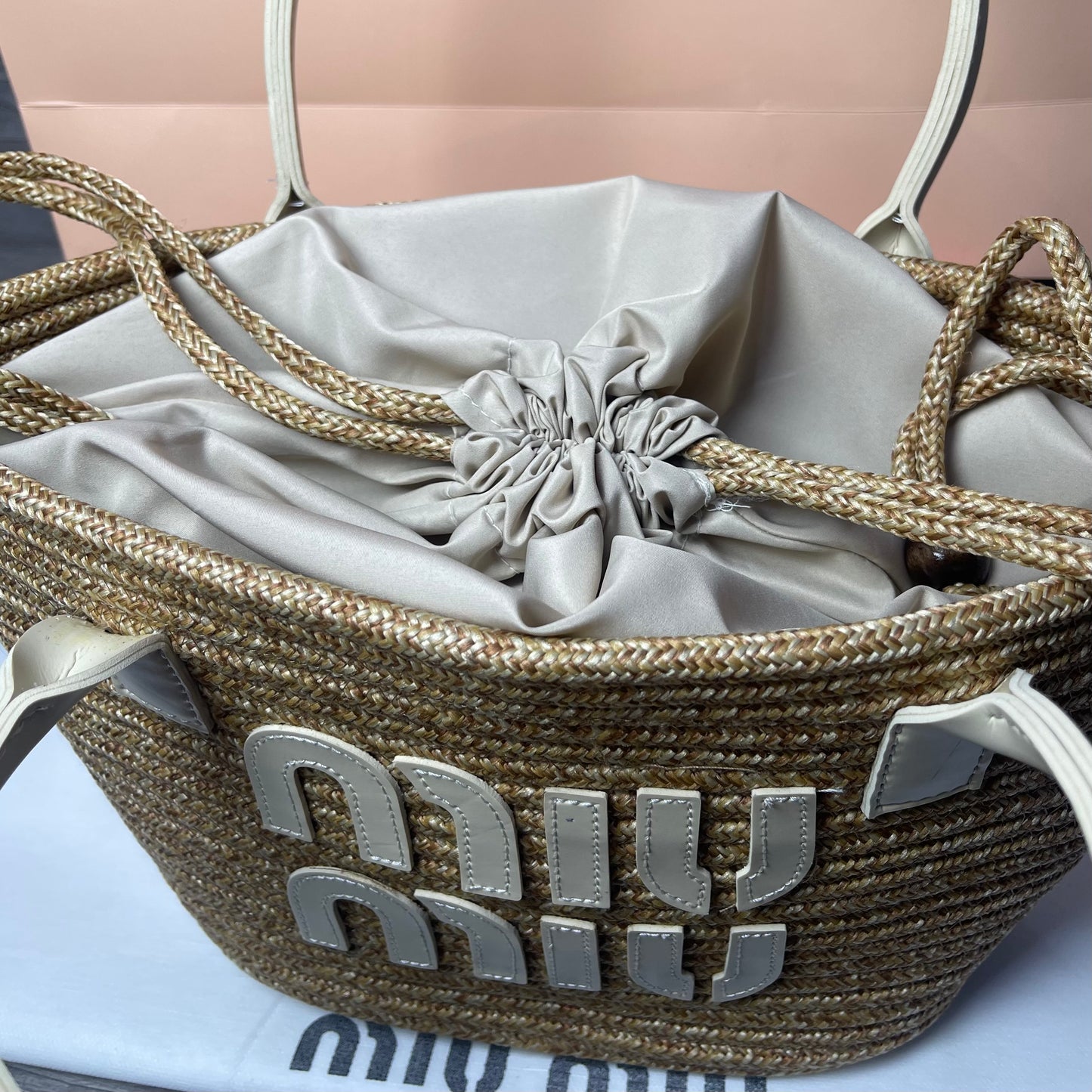 Miu Miu Woven Straw Beige 2025