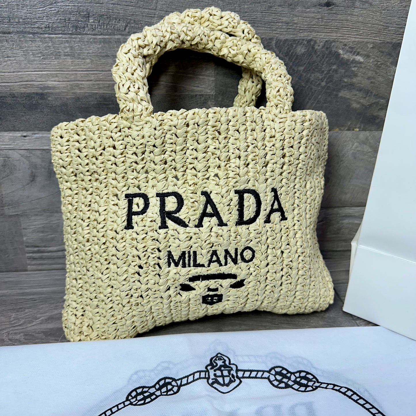 Prada Milano Canvas Tote Beige Small 2025