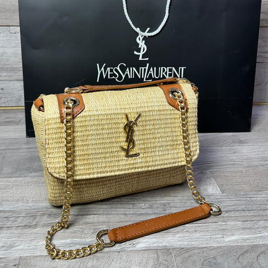 YSL Raffia Straw Beige 2 Black 2025 bags women’s
