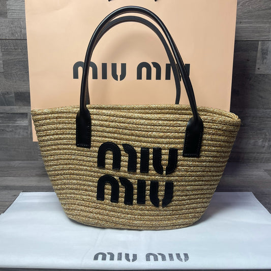 Miu Miu Woven Straw Black  2025