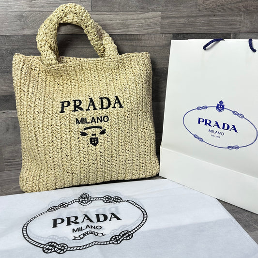 Prada Milano Canvas Tote Beige Small 2025