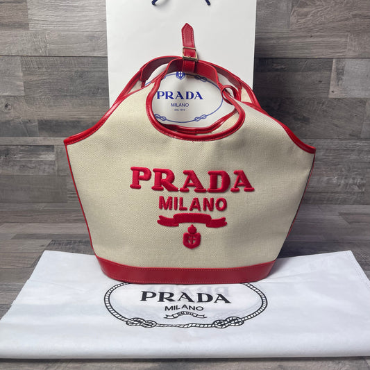 Prada Canvas Tote Red 2025